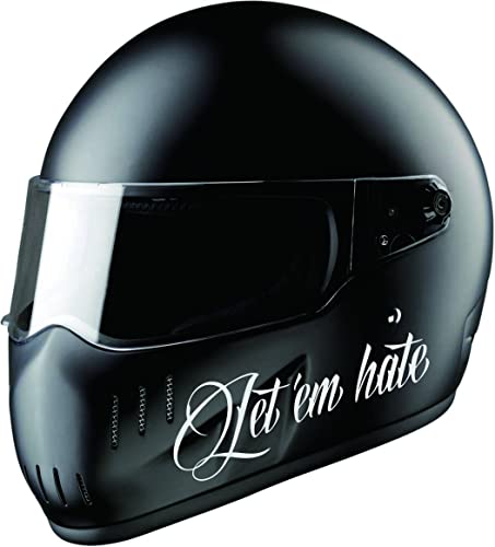 STICKY DUDE 2 pcs Let em Hate Motorcycle Reflective 3M Helmet Sticker | Vinyl | 7x2 Inch