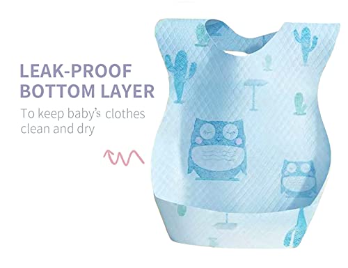Image of THE LITTLE LOOKERS Disposable Bibs /Use & Throw Baby Bibs /Apron for Feeding /Burp /Drool for Newborns /Infants /Toddlers (Multi -Pack of 40)