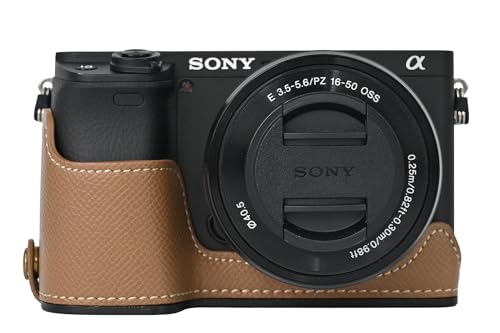 Funda para cámara Sony Alpha A6400 en cuero PU marrón miniatura 1