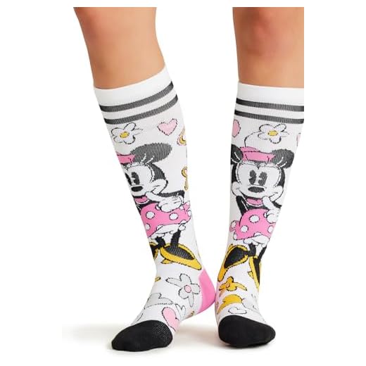 Tooniforms Women's 10-15mmHg Compression Socks – Knee High, Soft Knit, Fun Prints, Supports Circulation - TPRINTSUPPORT, Regular, So Cute Minnie