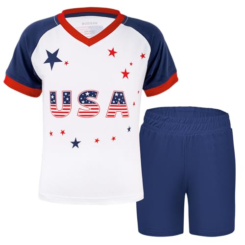 MUDJEAN Team USA Soccer Jersey Youth America Outfit Girls America Jersey Kids USA Jersey Girls Practice White 13-14 Years