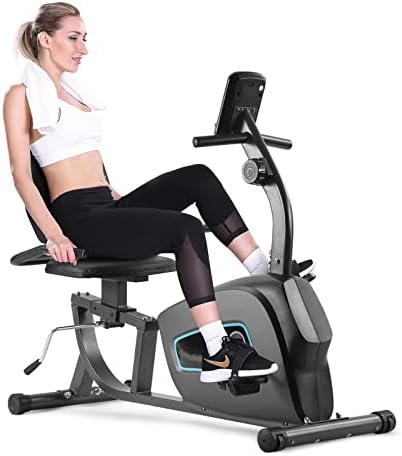 Recumbent Exercise Bike Stationary Bike for Home Sturdy Quiet 8 Levels Magnetic Large Comfortable Seat with Pulse Monitor & iPad Holder Cardio Workout for Seniors Adults