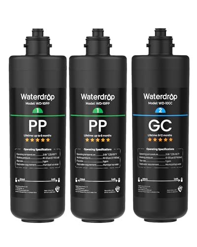 Waterdrop TSA 3-Stage Replacement Water Filter, 3-Pack (2 x 10PP, 1 x 10GC), Replacement for Waterdrop TSA & TSB & TSA-UF & TSB-CM 3-stage Under Sink Water Filtration System