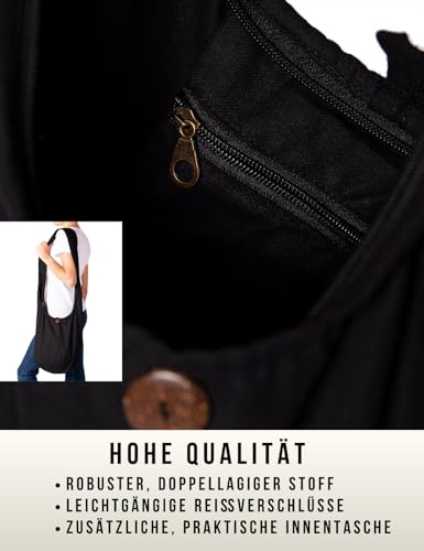 Schulterbeutel Uni in schwarz, L - 6