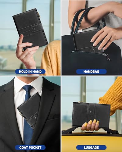Image of FEDUS Premium Passport Holder for Men, Passport Holder for Women Passport Cover Case Wallet with Card Holder, RFID Protected Travel Accessories Organiser, Faux Leather