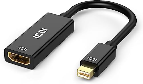 ICZI Mini DisplayPort to HDMI Adapter, 4K Mini DP (Thunderbolt 2) naar HDMI adapter met vergulde connectoren voor MacBook Air/Pro/iMac, HDTV, monitor, projectors, laptops en meer Zwart
