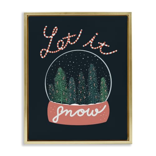 Winter Globe Candy Cane Text, 16 x 20 Inch Canvas in Floater Frame