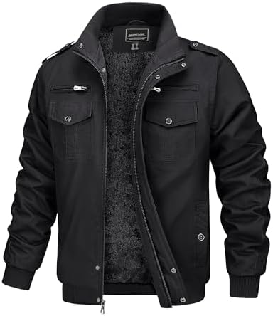 MAGCOMSEN Winterjacke Herren Jacke Winter Warm Bomberjacke Gefüttert | Warm Gefüttert, Winddichtes Design, Taschen für Handy und Kleinigkeiten, Militär‑Taktischer Stil, Für Outdoor