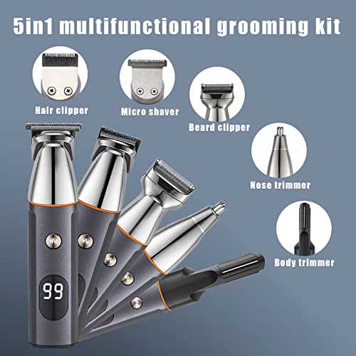 All-in-One Beard Trimmer for Men,Cordless Mustache Nose Precision Trimmer,Body Groomer Hair Cutting 5 in 1 Kit Trimmer,USB Rechargeable & Waterproof Magnetic Replacement Heads - Image 3