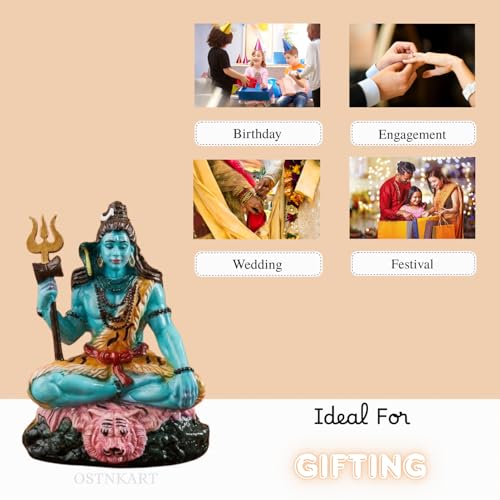 Image of Shiva Idol for Car Dashboard & Home Decor | 3.5 Inch Resin Shiv Ji Idol for Pooja Room, Living Room, Office, Spiritual Showpiece & Gift (7x5x9 cm)
