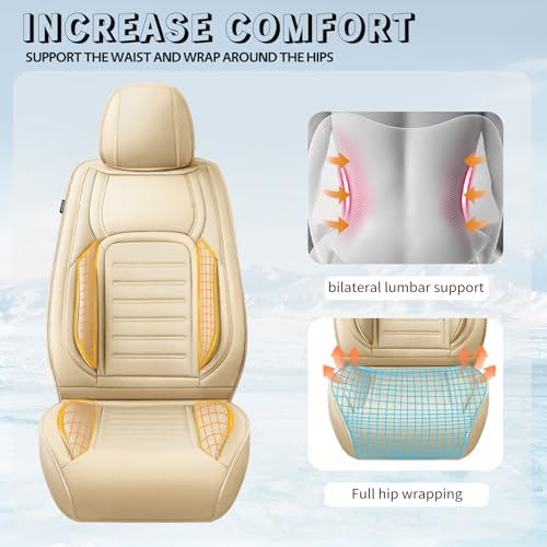 Image of Fit Equinox Premium Leather Car Seat Covers for Chevrolet /Chevy Equinox 2011-2025 2026, Breathable Waterproof All-Weather Seat Cushion Protector, Airbag Compatible, 2 Front Seat Beige