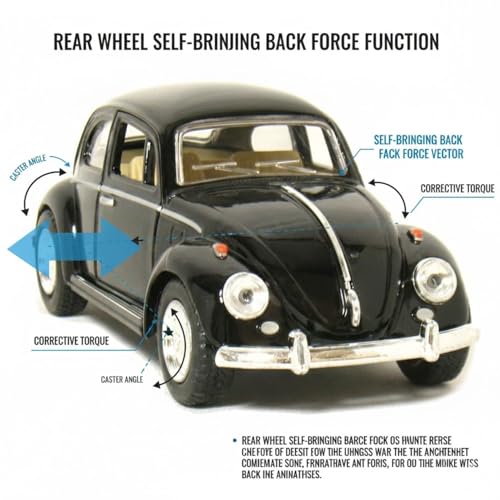 Image of Vintage Die-Cast Metal Toy Car with Openable Doors & Pull Back Action, 1:36 Scale Classic Model Vehicle, Durable Metal Body, Kids Toy Gift for Boys & Girls 3+ Years (Pack of 1) (Black)