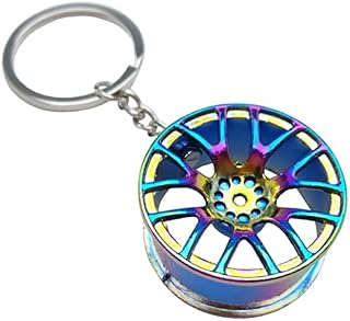Auto Parts Metal Key Chain Colorful wheel hub Keychain Wheel Tire Rim Keychain Creative Auto Part Model Wheel Hub Keychain Car Parts Keyring