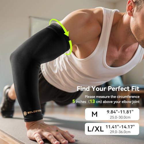 [360° Full Compression] Copper Arm Sleeves for Men & Women, [Ultra Breathable] Arm Brace for Forearm, Bicep, Triceps, Tennis Elbow, Basketball, Golf, Arthritis, Tendonitis, Bursitis (Black, M) - Thumbnail 5