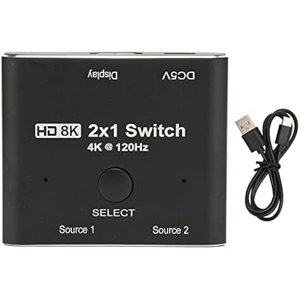 HDMI 2.1 i 1 na 2/2 na 1 wyjście, interfejsu multimedialnego HD Stop aluminium Dwukierunkowy 48 Gb/s Obsługuje 8K przy 60 Hz, 4K przy 120 Hz Zgodny z PS 5