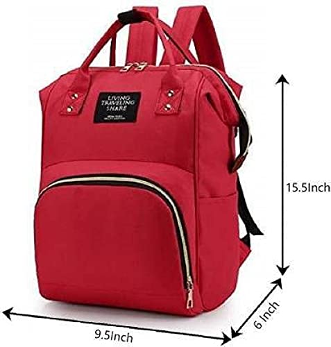 Image of Chinmay Kids Baby Diaper Backpack for New Born Baby Mother /Mom Stylish Polyester Organizer Bag for Casual Travel Outing & Traveling - Red