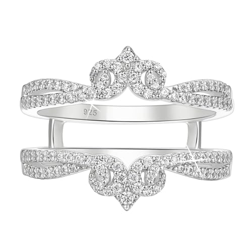 Wuziwen 925 Sterling Silver Ring Guards for Engagement Ring Classic Ring Enhancers Eternity Wedding Bands for Women
