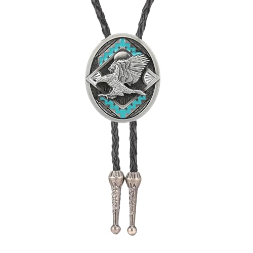 Image of Joxevyia Bolo Tie for Men Vintage Cow Skull Leather Rope Western Cowboy Necktie Vintage Bola Tie Gift for Him