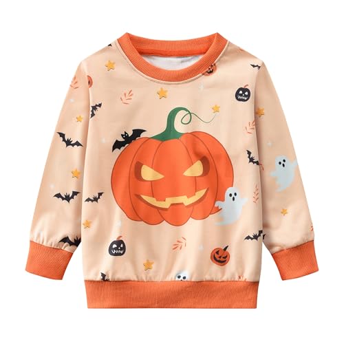 EULLA Toddler Boys Skeleton Sweatshirts Glow in The Dark Toddler Cotton Pumpkin Tops