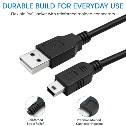 Image of Sounce 5 Pin Mini USB Cable (35 CM) USB 2.0 Type A to Mini B Cable Compatible with GoPro Hero 3+, PS3 Controller, MP3 Player, Digital Camera (Black)