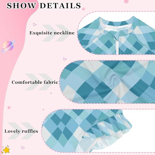 Buffalo Check Plaid Girls Long Sleeve Rashguard Swimsuit UV Protection One-Piece Swimwear Bathing Suit B04039624
