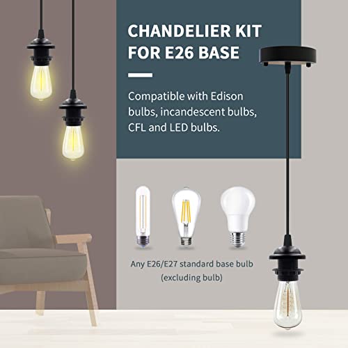 Image of Industrial Mini Pendant Light Kit, UL E26 Lamp Socket, Black