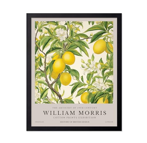 Poster Master William Morris Poster - Lemon Tree Print - Botanical Art - Fruit Art - Exhibition Piece - Lemon Illustration - Floral Design - Aesthetic Print - Colorful Kitchen Wall Decor - 11x14 Black Framed