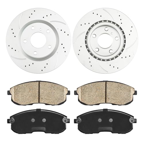KAX Front Brake Kit, Drilled and Slotted Brake Rotors, Ceramic Brake Pads | Fits INFINITI G35 2003-2004, Nissan 350Z 2003-2005, INFINITI G35 2005 3.5L, Automotive Replacement Brake Kit by KAX - Used condition - Image 2