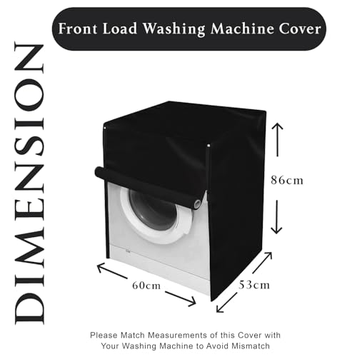 Image of Star Weaves Washing Machine Cover for Front Load LG FHT1208SWL 8 kg Washing Machine - Waterpoof & Dustproof Cover, Black Color, (WxDxH) In Cms:(60.96x53.34x86.34)