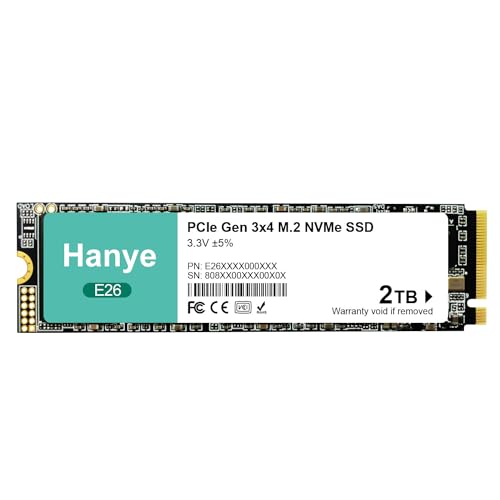 Hanye �����^ SSD 2TB PCIe Gen3x4 M.2 NVMe 2280 3500MB/s 3D NAND E26 �������K�i ���[�J�[3�N�ۏ�