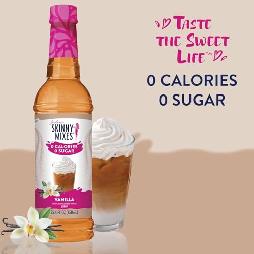Jordan's Skinny Mixes Sugar Free Coffee Syrup, Vanilla Coffee Flavoring Syrup, Zero Calorie Drink Mix, Lattes, Baking, Protein Shake or Cocktail, Dairy & Gluten Free, Kosher, 25.4 Fl Oz, 2 Pack