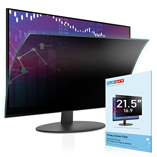 [2 Pack] FILMEXT Fully Removable 21.5 Inch Computer Privacy Screen Filter for 16:9 Frameless Monitor - Anti-Scratch Privacy Shield - Blue Light UV Blocking Protector for Thin Bezel Computer Monitor