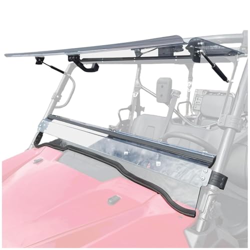 KUAFU 2-IN-1 Folding Windshield Compatible with 2016+ Honda Pioneer 1000/1000-5 Flip Windscreen Scratch Resistant