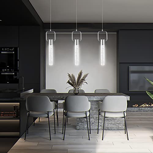 Mateyrie Pendant Light Fixtures Pendant Light Led Modern Kitchen Island Lighting Fixtures Chrome Crystal Hanging Lights Bubble Pendant Lighting 8W Square #TOP6