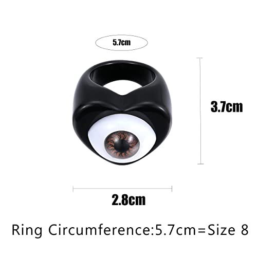 Vopipo 3Pcs Resin Rings Chunky Statement Plastic Rings Cute Heart Shaped Big Eye Aesthetic Rings Trendy Personalized Stacking Finger Acrylic Ring Set For Women Girls Teen #TOP3