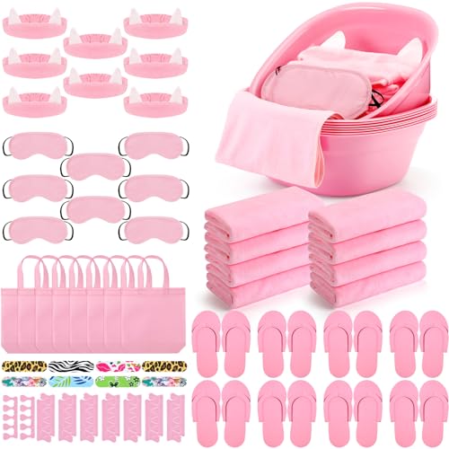 Jeyiour 72 Pcs Foot Spa Set for Girls - Includes Foot Tub, Washbasin, Hand Towels, and Kit Accessories for Party