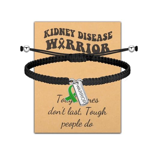 CHOORO Kidney Disease Awareness Adjustable Bracelet Kidney Disease Warrior Gift Kidney Disease Fighter Gift, 7.0cm - 13cm, Adjustable braided rope and alloy, no gemstone
