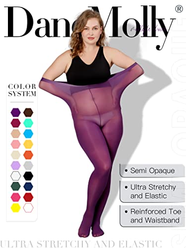 Image of DancMolly Plus Size Tights for Women, Control Top Semi Opaque Nylon Pantyhose High Waist