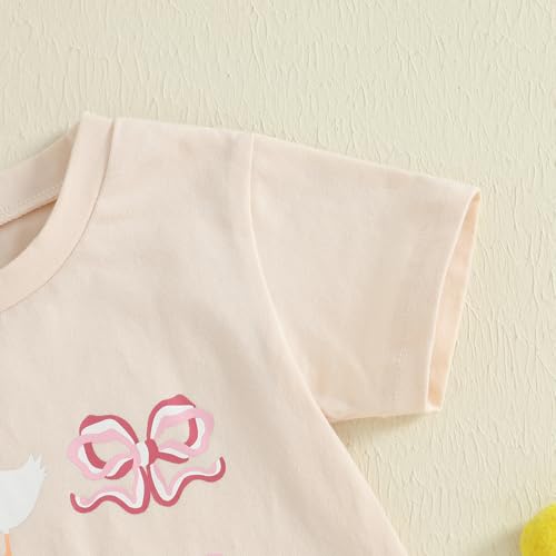Summer Clothes Newborn Baby Girl Short Sleeve Bubble Romper Bow Goose Printed Bodysuit Top4