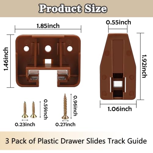 Drawer Slides and Guides, 3Pack Plastic Drawer Replacement Part for Center Mount Drawer Slides Track Guide Glide for Dressers Bottom Mount and Kenlin Rite-Trak 1 Drawer Systems - Thumbnail 2