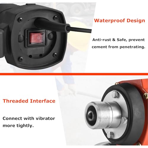 Seeutek Concrete Vibrating Tool, Concrete Vibrator 1500W 16000 RPM Portable Pencil Cement Vibrator to Remove Air Bubbles and Level Concrete with 4.5m (14-3/4ft) Long Shaft Rod by Seeutek - Image 4