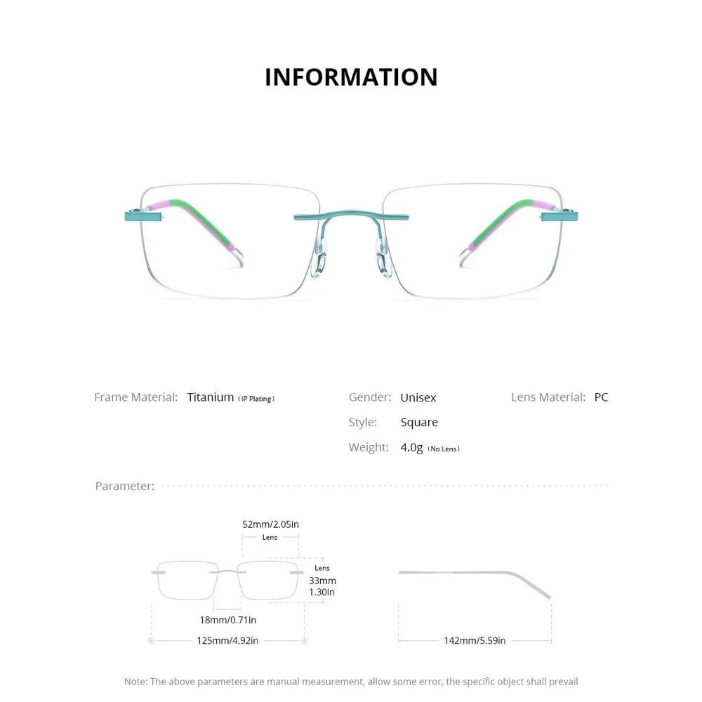 JJDFW tytanowa oprawka na okulary męskie bez oprawek kwadratowe okulary damskie bezramowe ultralekkie okulary