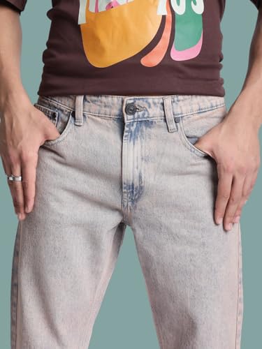 Image of BENE KLEED Men Bootcut Fit Tinted Jeans (BOMDT138BL52-666CJ-D117 Blue /Pink 34)