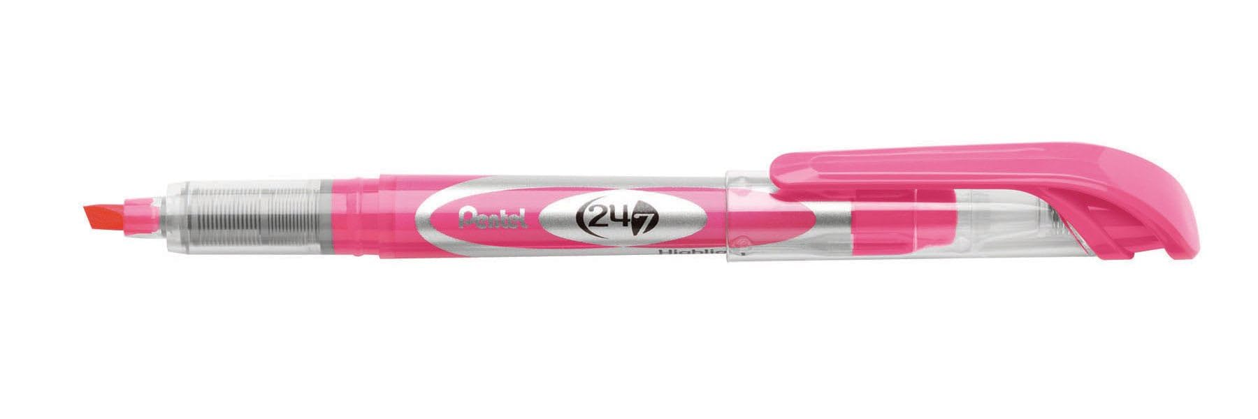 Pentel Fosforlu - Likit Mürekkep, Şeffaf Gövde, Kalem Tipi PEMBE
