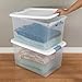 Sterilite 6-Pack Latching Box, Under Bed Storage Bins with Lids, Clear Plastic, 64 Quart - Heavy-Duty Organizing Containers for Closet, Bathroom, and Office
