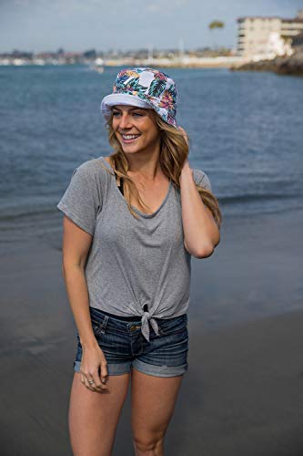 Vintage Fitted Safari Bucket Hat: Reversible Floral/White (S/M) #TOP4