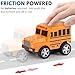 12 Pack in Box Chubby School Bus Model Toys - 4 inches Classic Long Nose Friction Powered 360 Rotation Vehicles - Ideal Gift, Party Favors for Kids (1 Dozen)