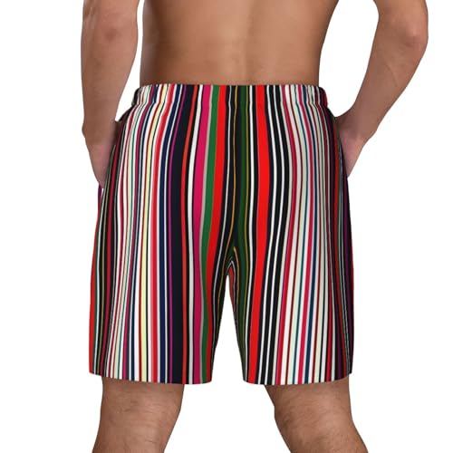 Colored Stripes Vertical Men's Soft Double Swim Shorts, Lounge Swiming Shorts Pants Breathable Summer4