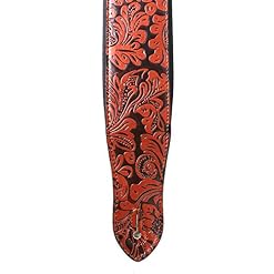 Walker And Williams G-970 Sangle en relief avec gant rembourré Marron bourbon Motif floral - Les Beatles, Paul McCartney, John Lennon, RIngo Starr, George Harrison Walker And Williams G-970 Sangle en relief avec gant rembourré Marron bourbon Motif floral – Image 7