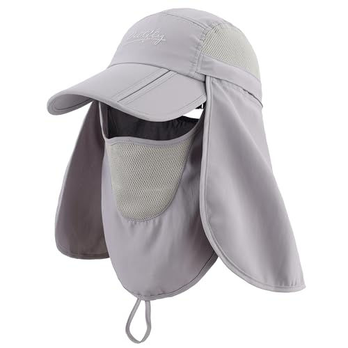 Image of Connectyle Men's Foldable Baseball Sun Cap with Removable Face Mask Neck Flap Cover UPF 50+ Sun Protection Fishing Hiking Hat